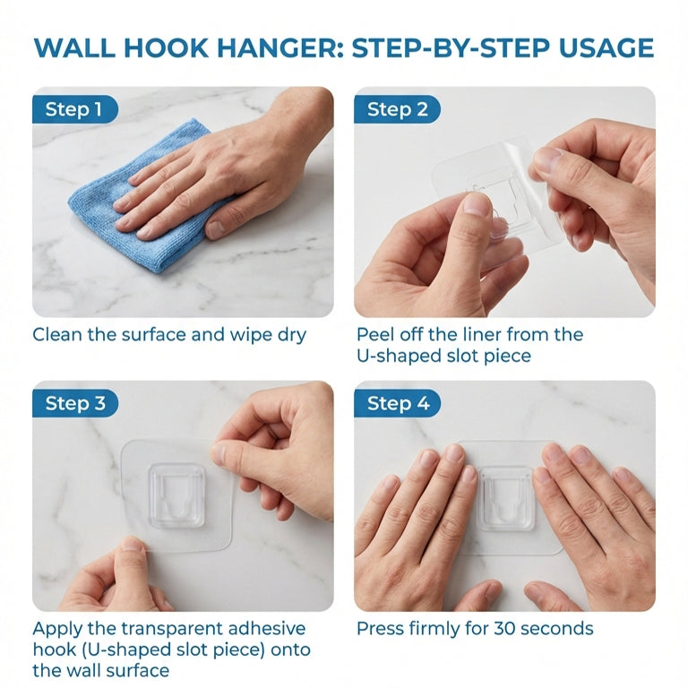 Wall Hook Hanger – Invisible Adhesive Interlocking Wall Mount Hooks, No-Drill Hanging Organizer for Kitchen & Bathroom 10/20 Pairs