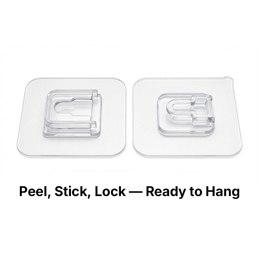 Wall Hook Hanger – Invisible Adhesive Interlocking Wall Mount Hooks, No-Drill Hanging Organizer for Kitchen & Bathroom 10/20 Pairs