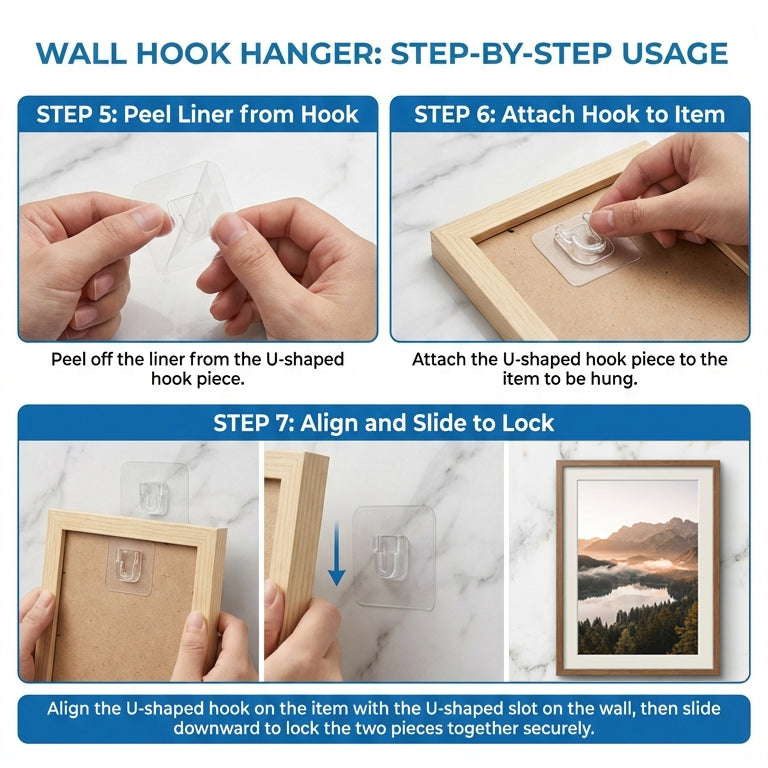 Wall Hook Hanger – Invisible Adhesive Interlocking Wall Mount Hooks, No-Drill Hanging Organizer for Kitchen & Bathroom 10/20 Pairs