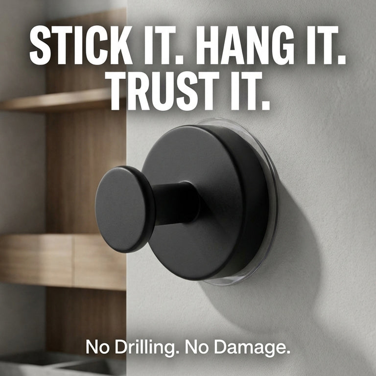 Stainless Steel Suction Cup Hooks, No-Drill Waterproof Hooks for Bathroom, Kitchen, Bedroom – Hold Towels, Loofahs, Coats up to 15 lbs, Home Essentials Organiser 2 Units