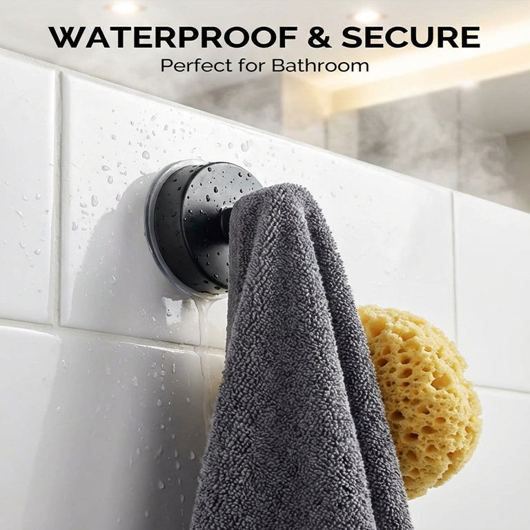 Stainless Steel Suction Cup Hooks, No-Drill Waterproof Hooks for Bathroom, Kitchen, Bedroom – Hold Towels, Loofahs, Coats up to 15 lbs, Home Essentials Organiser 2 Units