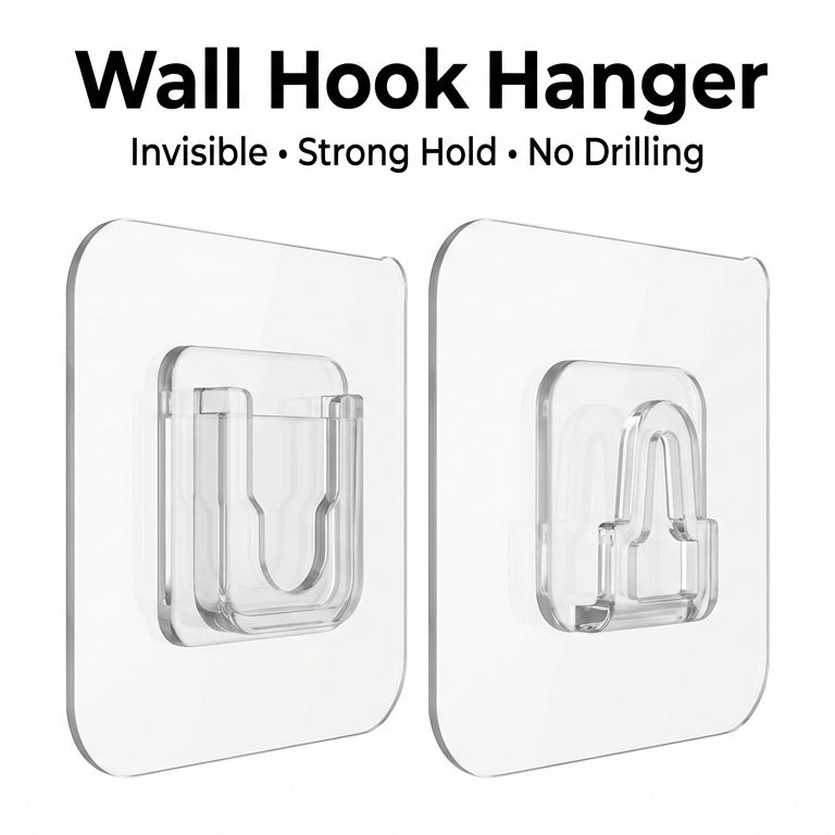 Wall Hook Hanger – Invisible Adhesive Interlocking Wall Mount Hooks, No-Drill Hanging Organizer for Kitchen & Bathroom 10/20 Pairs